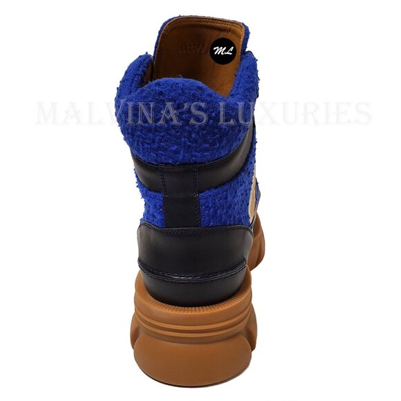 GUCCI MENS BOOTS ROMANCE CASY BLUE WOOL LEATHER LOGO LUG SOLE sz 9G 9.5 US - Picture 7 of 16